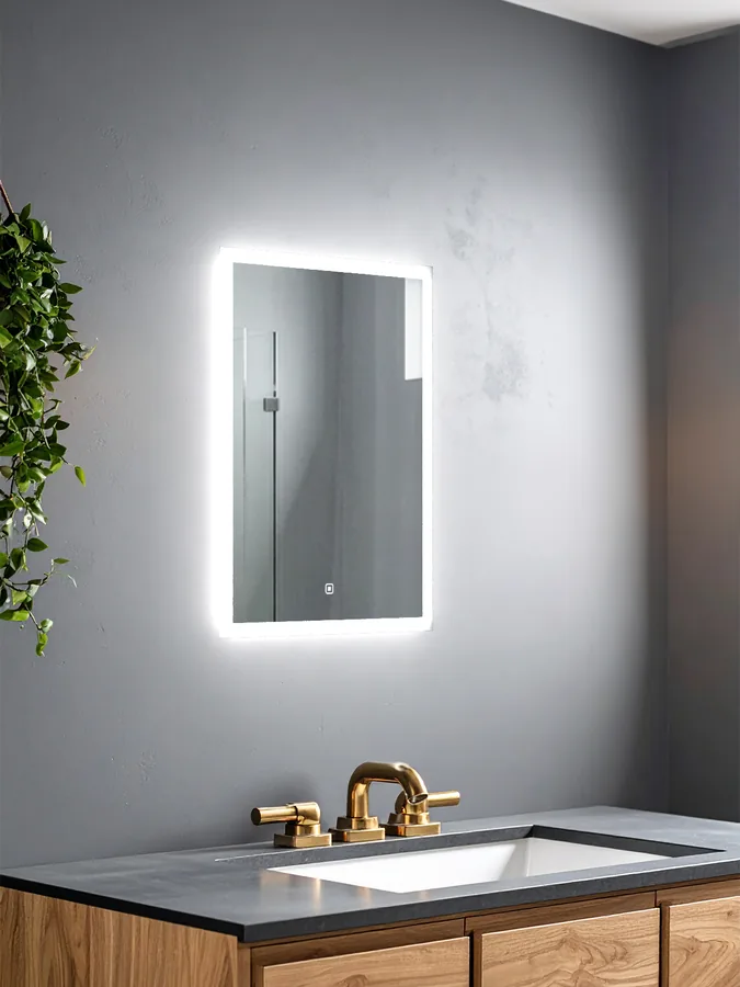 Зеркало ванной вертикальное 40x55 см LED-подсветка с матовым ободком