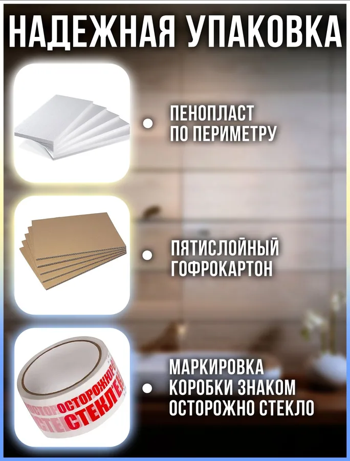 Зеркало ванной квадратное 50x50 см
