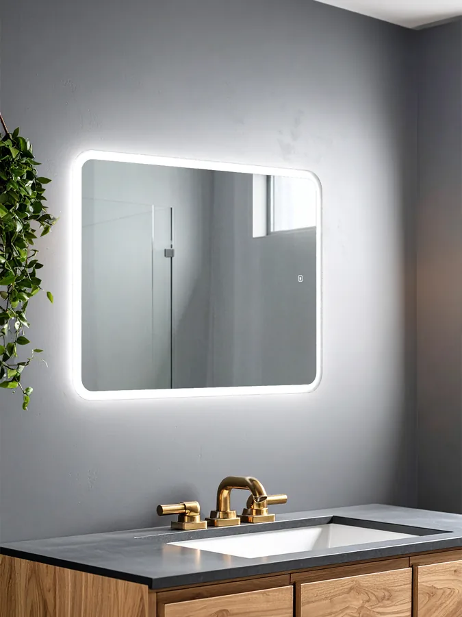 Зеркало ванной горизонтальное 55x75 см LED-подсветка с матовым ободком