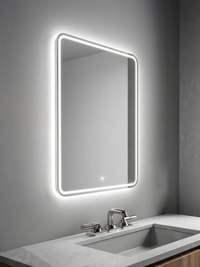 Зеркало ванной 55x75 см LED-подсветка с матовой кромкой