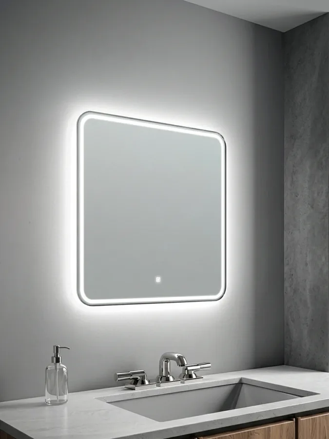 Зеркало ванной 60x60 см LED-подсветка с матовой окантовкой