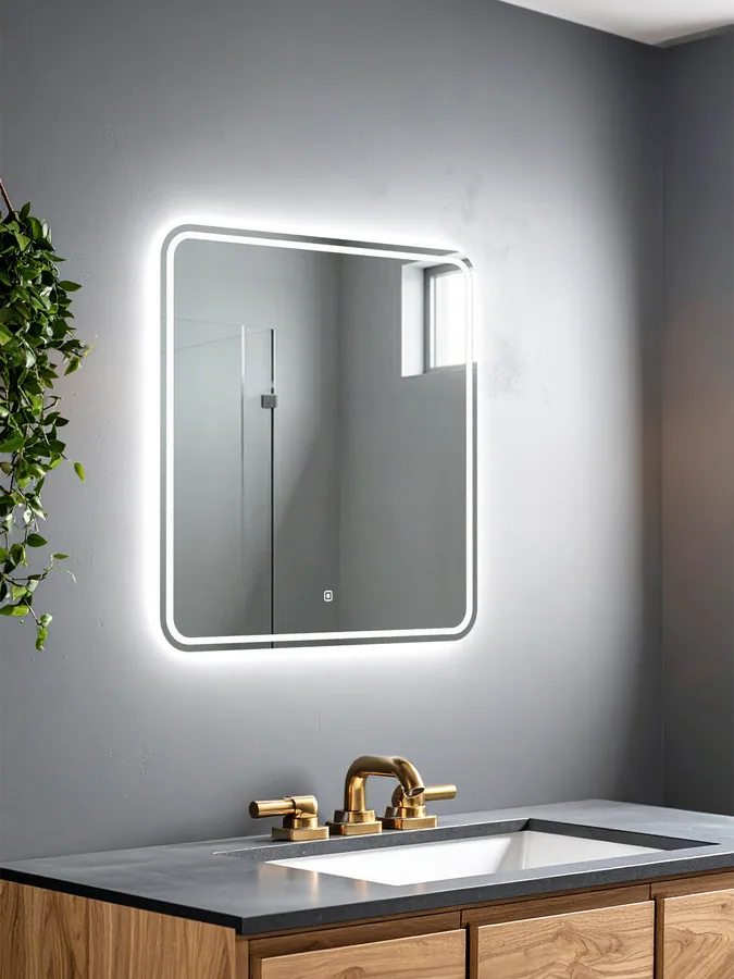 Зеркало ванной 60x60 см LED-подсветка с матовой окантовкой