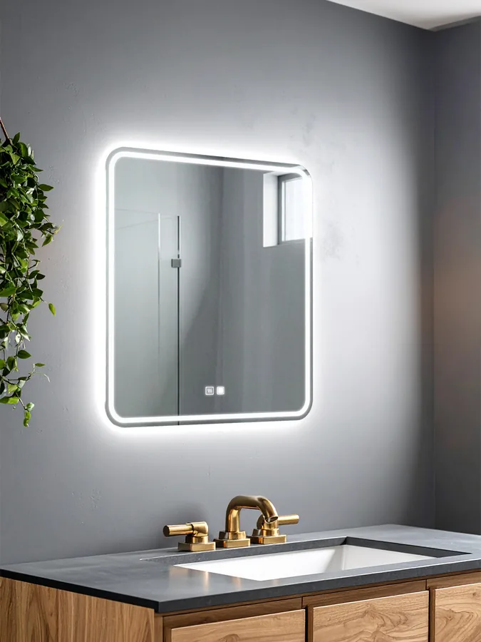 Зеркало ванной квадратное 60x60 см LED-подсветка + антизапотевание